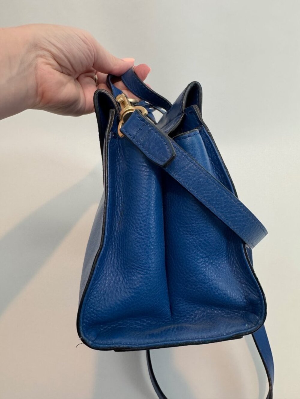 VINTAGE - Kate Spade Saturday Blue Pebbled Leather Mini A-Satchel Crossbody Bag - Picture 2 of 4